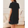 Ekouaer Nightgowns for Women Button Down Sleep Shirt Short Sleeve NightShirts Boyfriend Sleepdress Soft Pajama Dress(Black)