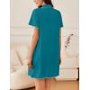 Ekouaer Nightgowns for Women Button Down Sleep Shirt Short Sleeve NightShirts Boyfriend Sleepdress Soft Pajama Dress(Blue Green)