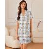 Ekouaer Nightgowns for Women Button Down Sleep Shirt Short Sleeve NightShirts Boyfriend Sleepdress Soft Pajama Dress(Brown Teddy)