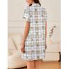 Ekouaer Nightgowns for Women Button Down Sleep Shirt Short Sleeve NightShirts Boyfriend Sleepdress Soft Pajama Dress(Brown Teddy)