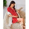 Ekouaer Nightgowns for Women Button Down Sleep Shirt Short Sleeve NightShirts Boyfriend Sleepdress Soft Pajama Dress(Christmas)