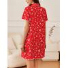 Ekouaer Nightgowns for Women Button Down Sleep Shirt Short Sleeve NightShirts Boyfriend Sleepdress Soft Pajama Dress(Christmas)