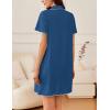 Ekouaer Nightgowns for Women Button Down Sleep Shirt Short Sleeve NightShirts Boyfriend Sleepdress Soft Pajama Dress(Dark Blue)