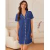 Ekouaer Nightgowns for Women Button Down Sleep Shirt Short Sleeve NightShirts Boyfriend Sleepdress Soft Pajama Dress(Dark Blue Dots)