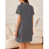 Ekouaer Nightgowns for Women Button Down Sleep Shirt Short Sleeve NightShirts Boyfriend Sleepdress Soft Pajama Dress(Dark Gray)