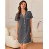 Ekouaer Nightgowns for Women Button Down Sleep Shirt Short Sleeve NightShirts Boyfriend Sleepdress Soft Pajama Dress(Dark Gray)