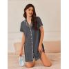Ekouaer Nightgowns for Women Button Down Sleep Shirt Short Sleeve NightShirts Boyfriend Sleepdress Soft Pajama Dress(Dark Gray)