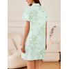 Ekouaer Nightgowns for Women Button Down Sleep Shirt Short Sleeve NightShirts Boyfriend Sleepdress Soft Pajama Dress(Green Floral)