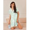 Ekouaer Nightgowns for Women Button Down Sleep Shirt Short Sleeve NightShirts Boyfriend Sleepdress Soft Pajama Dress(Green Floral)