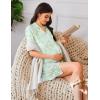 Ekouaer Nightgowns for Women Button Down Sleep Shirt Short Sleeve NightShirts Boyfriend Sleepdress Soft Pajama Dress(Green Floral)