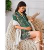 Ekouaer Nightgowns for Women Button Down Sleep Shirt Short Sleeve NightShirts Boyfriend Sleepdress Soft Pajama Dress(Green Flower)