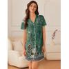 Ekouaer Nightgowns for Women Button Down Sleep Shirt Short Sleeve NightShirts Boyfriend Sleepdress Soft Pajama Dress(Green Flower)