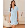 Ekouaer Nightgowns for Women Button Down Sleep Shirt Short Sleeve NightShirts Boyfriend Sleepdress Soft Pajama Dress(Light Blue)