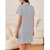 Ekouaer Nightgowns for Women Button Down Sleep Shirt Short Sleeve NightShirts Boyfriend Sleepdress Soft Pajama Dress(Light Gray)