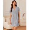Ekouaer Nightgowns for Women Button Down Sleep Shirt Short Sleeve NightShirts Boyfriend Sleepdress Soft Pajama Dress(Light Gray)