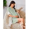 Ekouaer Nightgowns for Women Button Down Sleep Shirt Short Sleeve NightShirts Boyfriend Sleepdress Soft Pajama Dress(Light Green)