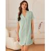 Ekouaer Nightgowns for Women Button Down Sleep Shirt Short Sleeve NightShirts Boyfriend Sleepdress Soft Pajama Dress(Light Green)