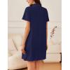 Ekouaer Nightgowns for Women Button Down Sleep Shirt Short Sleeve NightShirts Boyfriend Sleepdress Soft Pajama Dress(Navy)