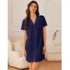 Ekouaer Nightgowns for Women Button Down Sleep Shirt Short Sleeve NightShirts Boyfriend Sleepdress Soft Pajama Dress(Navy)