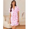 Ekouaer Nightgowns for Women Button Down Sleep Shirt Short Sleeve NightShirts Boyfriend Sleepdress Soft Pajama Dress(Pink Floral)