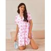 Ekouaer Nightgowns for Women Button Down Sleep Shirt Short Sleeve NightShirts Boyfriend Sleepdress Soft Pajama Dress(Pink Floral)