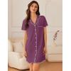 Ekouaer Nightgowns for Women Button Down Sleep Shirt Short Sleeve NightShirts Boyfriend Sleepdress Soft Pajama Dress(Purple)