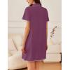 Ekouaer Nightgowns for Women Button Down Sleep Shirt Short Sleeve NightShirts Boyfriend Sleepdress Soft Pajama Dress(Purple)
