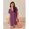 Ekouaer Nightgowns for Women Button Down Sleep Shirt Short Sleeve NightShirts Boyfriend Sleepdress Soft Pajama Dress(Purple)