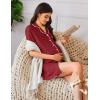 Ekouaer Nightgowns for Women Button Down Sleep Shirt Short Sleeve NightShirts Boyfriend Sleepdress Soft Pajama Dress(Wine Red)