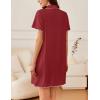 Ekouaer Nightgowns for Women Button Down Sleep Shirt Short Sleeve NightShirts Boyfriend Sleepdress Soft Pajama Dress(Wine Red)