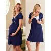 Ekouaer Nursing Nightgown Delivery and Labor Gown for Hospital Short Sleeve Maternity Breastfeeding Dress(A Navy Blue)
