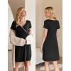Ekouaer Nursing Nightgown Delivery and Labor Gown for Hospital Short Sleeve Maternity Breastfeeding Dress(Black)