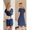 Ekouaer Nursing Nightgown Delivery and Labor Gown for Hospital Short Sleeve Maternity Breastfeeding Dress(Blue)