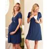 Ekouaer Nursing Nightgown Delivery and Labor Gown for Hospital Short Sleeve Maternity Breastfeeding Dress(Blue)