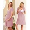 Ekouaer Nursing Nightgown Delivery and Labor Gown for Hospital Short Sleeve Maternity Breastfeeding Dress(Dusty Rose)