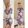 Ekouaer Nursing Nightgown Delivery and Labor Gown for Hospital Short Sleeve Maternity Breastfeeding Dress(Gray Flower)
