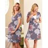 Ekouaer Nursing Nightgown Delivery and Labor Gown for Hospital Short Sleeve Maternity Breastfeeding Dress(Gray Flower)