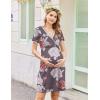 Ekouaer Nursing Nightgown Delivery and Labor Gown for Hospital Short Sleeve Maternity Breastfeeding Dress(Gray Flower)