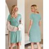 Ekouaer Nursing Nightgown Delivery and Labor Gown for Hospital Short Sleeve Maternity Breastfeeding Dress(Green)