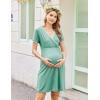 Ekouaer Nursing Nightgown Delivery and Labor Gown for Hospital Short Sleeve Maternity Breastfeeding Dress(Green)