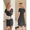 Ekouaer Nursing Nightgown Delivery and Labor Gown for Hospital Short Sleeve Maternity Breastfeeding Dress(Heather Dark Gray)