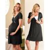 Ekouaer Nursing Nightgown Delivery and Labor Gown for Hospital Short Sleeve Maternity Breastfeeding Dress(Heather Dark Gray)