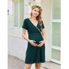 Ekouaer Nursing Nightgown Delivery and Labor Gown for Hospital Short Sleeve Maternity Breastfeeding Dress(Huntergreen)