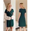 Ekouaer Nursing Nightgown Delivery and Labor Gown for Hospital Short Sleeve Maternity Breastfeeding Dress(Huntergreen)