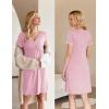 Ekouaer Nursing Nightgown Delivery and Labor Gown for Hospital Short Sleeve Maternity Breastfeeding Dress(Misty Rose)