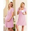 Ekouaer Nursing Nightgown Delivery and Labor Gown for Hospital Short Sleeve Maternity Breastfeeding Dress(Misty Rose)