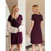 Ekouaer Nursing Nightgown Delivery and Labor Gown for Hospital Short Sleeve Maternity Breastfeeding Dress(Rosewood)