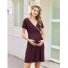 Ekouaer Nursing Nightgown Delivery and Labor Gown for Hospital Short Sleeve Maternity Breastfeeding Dress(Rosewood)