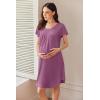 Ekouaer Nursing Nightgown Labor and Delivery Gown Hospital Breastfeeding Dress for Women Short Sleeve Maternity Sleepwear(Maroon)