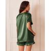 Ekouaer Satin Pajamas for Women Short Sleeve Silk Sleepwear 2 Piece Pjs Set with Ruffled Shorts Casual Loungewear(Army Green)